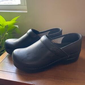 Dansko Black Leather Clogs